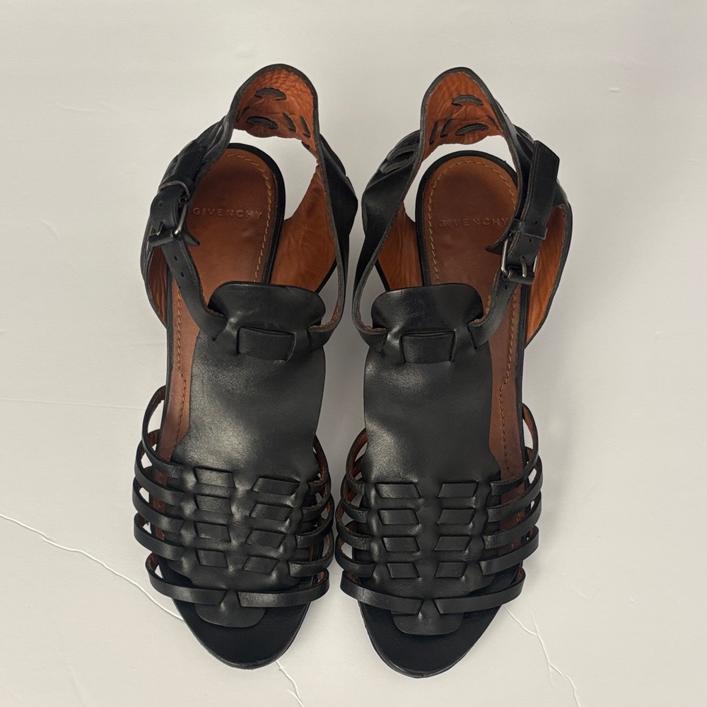 Givenchy Black Leather Strappy Sandals